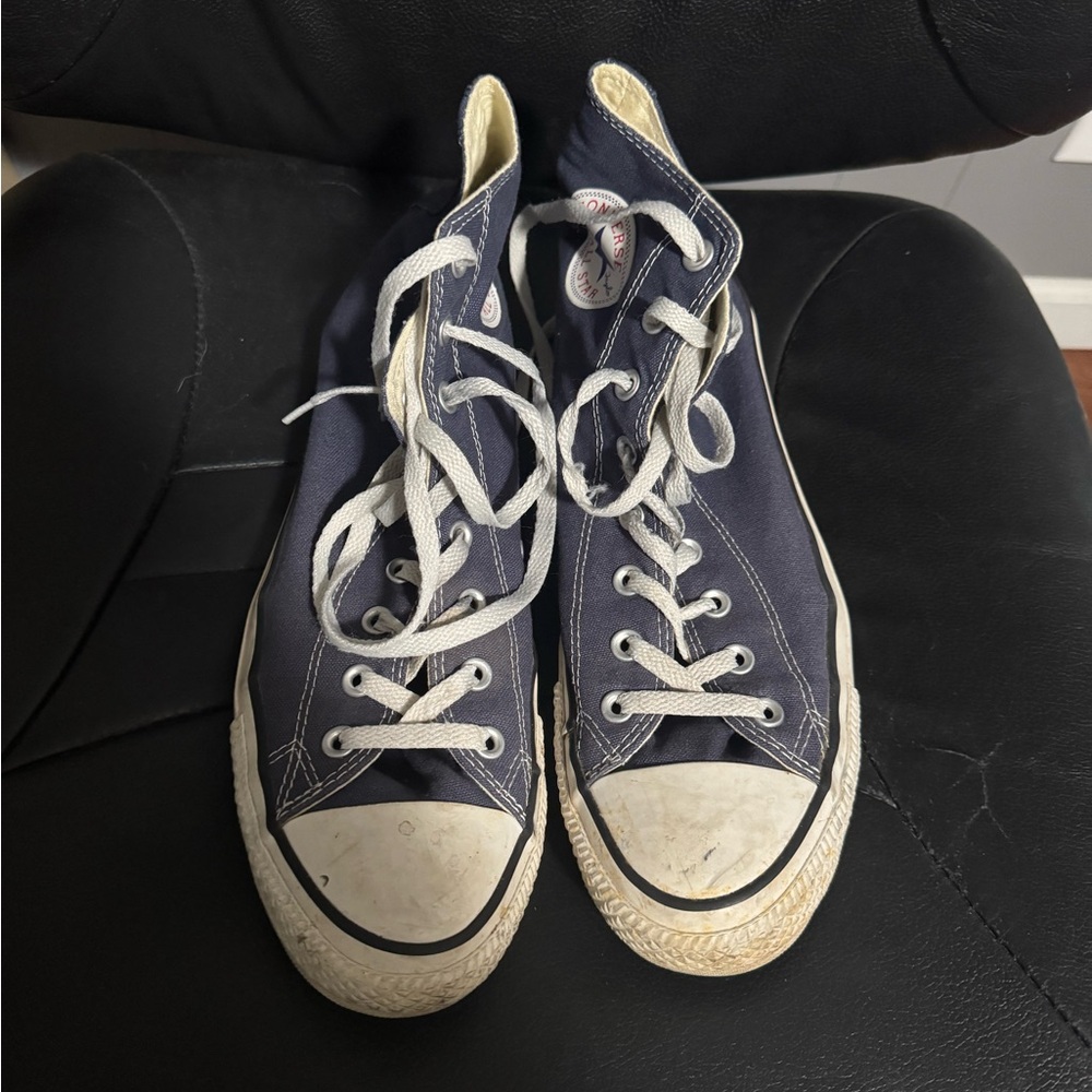 Converse Navy and White High-Top Athletic Shoes